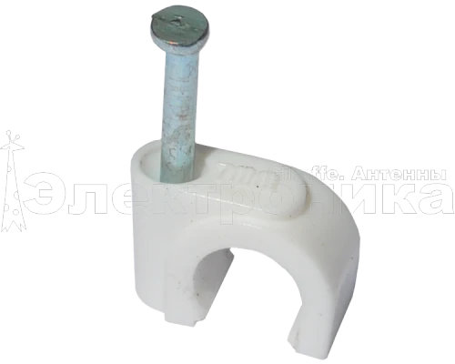 скоба на кабель rg-6  rtm nc-1n белая, rg-6u/rg-59 клипса+каленный гвоздь под бетон) упаковка 100шт  фото