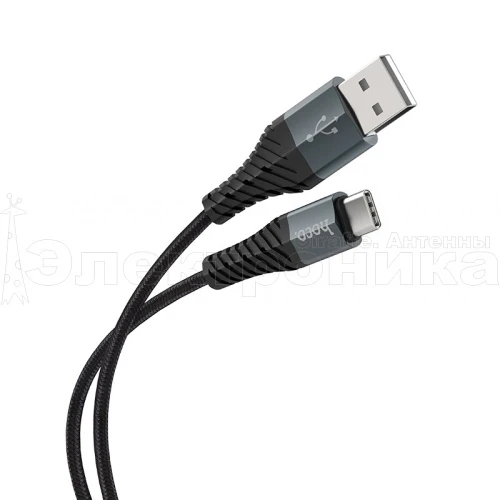 кабель usb - type-c hoco x38 шнур для телефона черный, длина 1м  фото