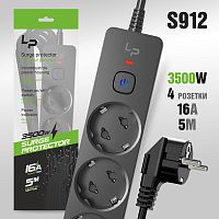 сетевой фильтр live-power lp5125 4 розетки 16a/3500w удлинитель 5м с выключателем  фото